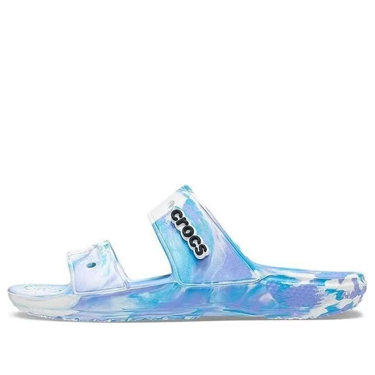 Crocs Classic Clog Marble Beach Unisex White Blue Slippers 'White Blue' Crocs Classic Clog Marble Beach Unisex White Blue Slippers 'White Blue'